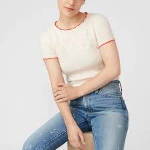 jcrew Short-sleeve cashmere T-shirt with pointelle